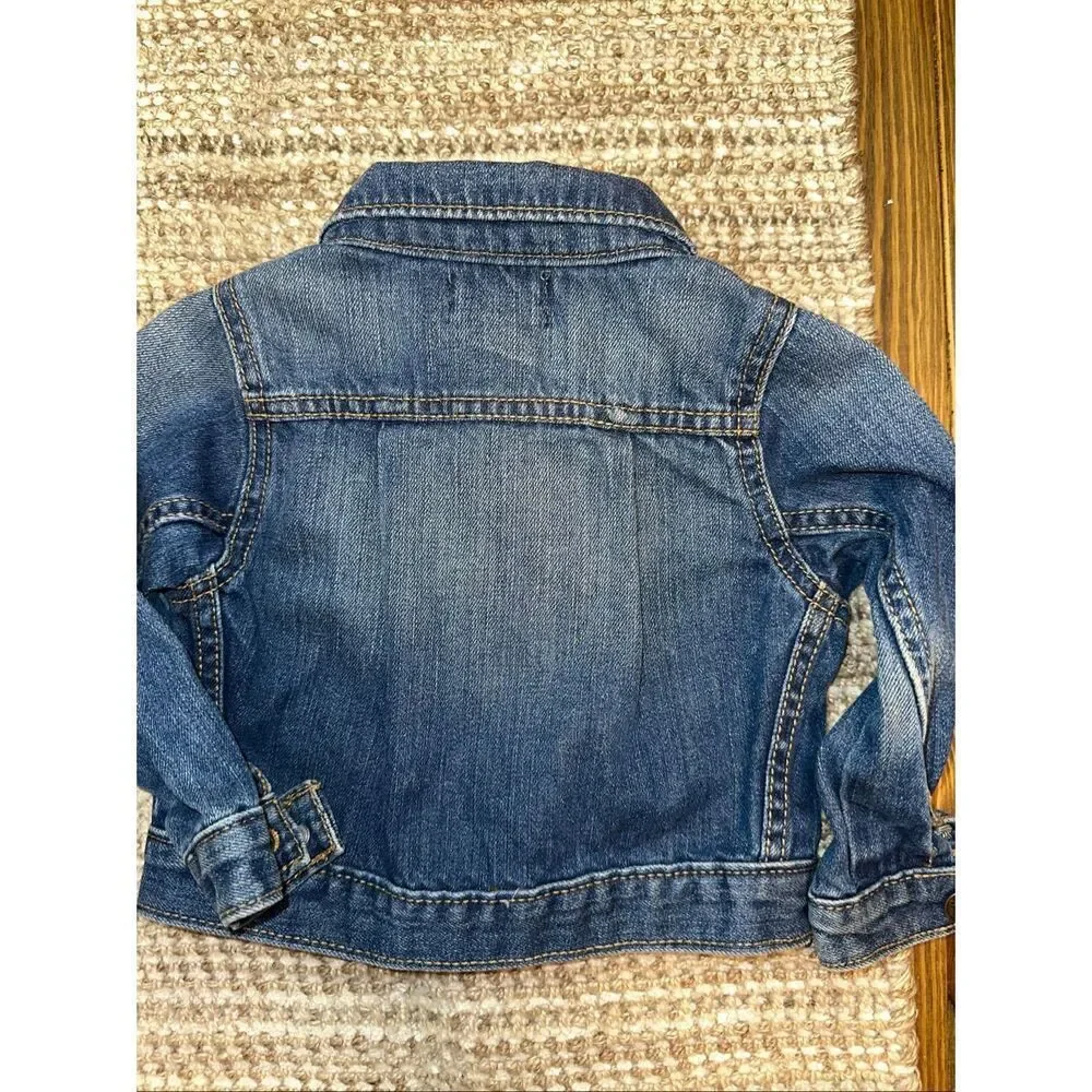 Oshkosh Girls Toddler Blue Jean Jacket 18 months Snaps trucker Long Sleeves Exce
